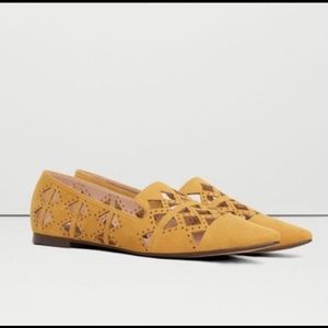 Mango MNG Gold Yellow Laser Cut Pointy Flats